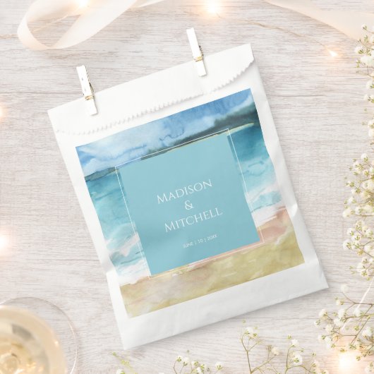Hochzeit in Urlaubsort des Aquarells Geschenktütchen (Ausgeschnitten)