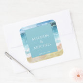 Hochzeit in Urlaubsort des Aquarells Quadratischer Aufkleber (Umschlag)