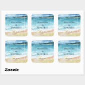 Hochzeit in Urlaubsort des Aquarells Quadratischer Aufkleber (Blatt)