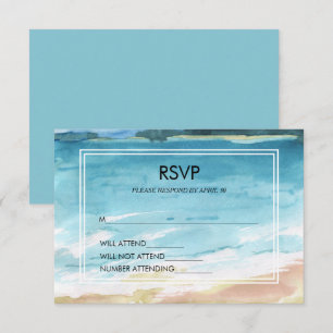 Hochzeit in Urlaubsort des Aquarells RSVP Karte