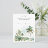 Hochzeit in Urlaubsort des Aquarells RSVP Karte (Stehend Vorderseite)