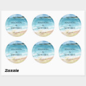 Hochzeit in Urlaubsort des Aquarells Runder Aufkleber (Blatt)