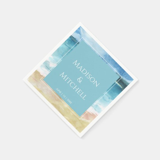 Hochzeit in Urlaubsort des Aquarells Serviette (Ecke)