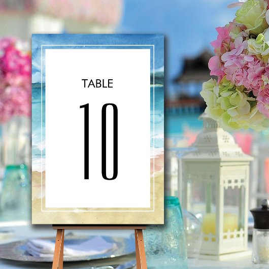 Hochzeit in Urlaubsort des Aquarells Tischnummer