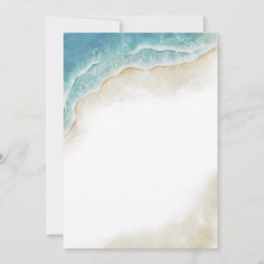 Hochzeit in Urlaubsort des Küstenstrands Einladung (Rückseite)