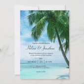 Hochzeit in Urlaubsort des Palmen Beach Tropical O Einladung (Vorderseite)
