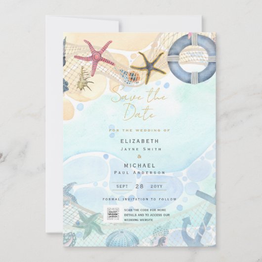 Hochzeit in Urlaubsort des tropischen Küstenstrand Einladung (Vorderseite)