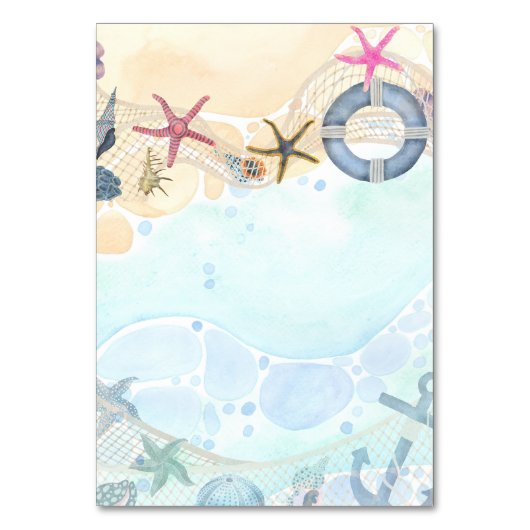 Hochzeit in Urlaubsort des tropischen Küstenstrand Tischnummer (Rückseite)