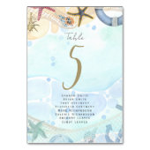 Hochzeit in Urlaubsort des tropischen Küstenstrand Tischnummer (Vorderseite)