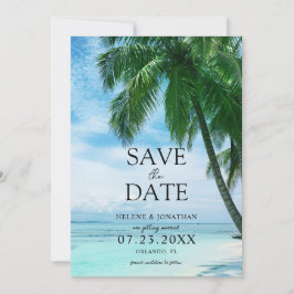 Hochzeit in Urlaubsort des tropischen Palmenhains Save The Date