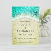 Hochzeit in Urlaubsort des tropischen Strandes Sav Einladung (Stehend Vorderseite)