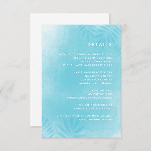 Hochzeit in Urlaubsort Details Karte (Vorne/Hinten)