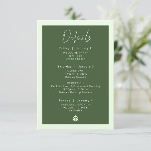 Hochzeit in Urlaubsort Details Karte (Stehend Vorderseite)