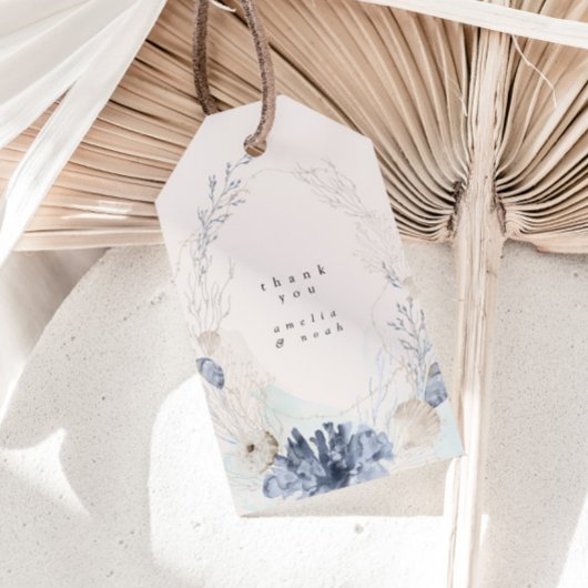 Hochzeit in Urlaubsort Dusty Blue Vielen Dank für Geschenkanhänger