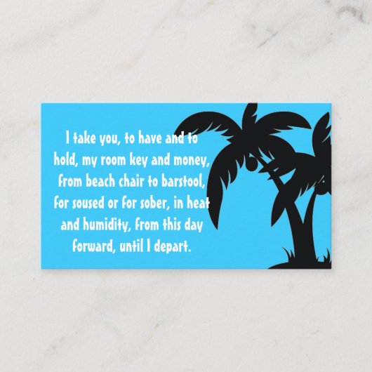 Hochzeit in Urlaubsort Einfügetaste Begleitkarte (Vorderseite)