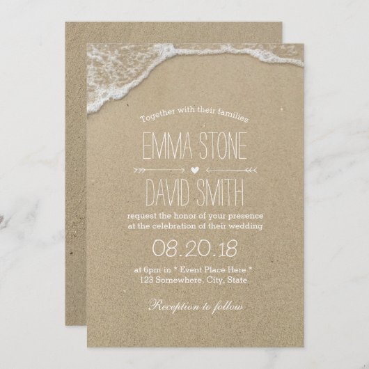 Hochzeit in Urlaubsort Einladung (Vorne/Hinten)