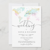 Hochzeit in Urlaubsort - Einladung zur Weltkarte (Vorderseite)