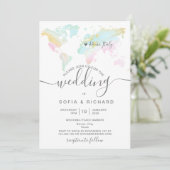 Hochzeit in Urlaubsort - Einladung zur Weltkarte (Stehend Vorderseite)