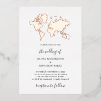 Hochzeit in Urlaubsort | Elegante World Map Rose G