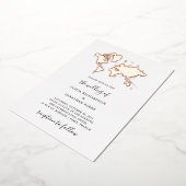 Hochzeit in Urlaubsort | Elegante World Map Rose G Folieneinladung (Gedreht)