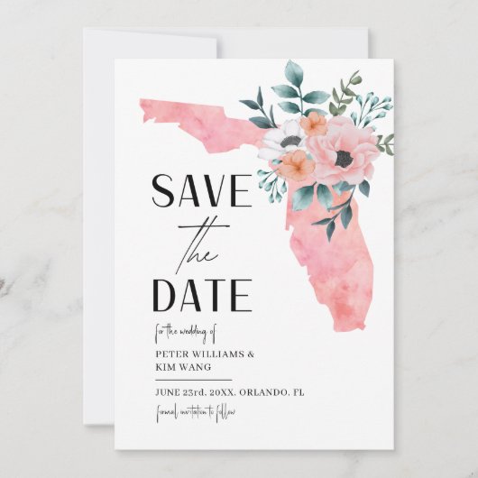 Hochzeit in Urlaubsort Florida Save The Date (Vorderseite)