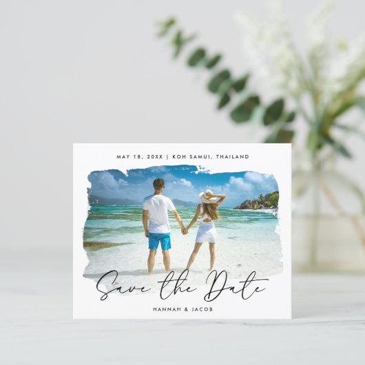Hochzeit in Urlaubsort Foto Save the Date (Stehend Vorderseite)