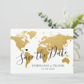 Hochzeit in Urlaubsort Foto Save the Date Goldkart (Stehend Vorderseite)