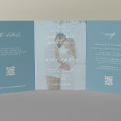 Hochzeit in Urlaubsort Foto UAWG Details QR-Code Dreifach Gefaltete Einladung