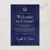 Hochzeit in Urlaubsort für den Navy Blue Travel Begleitkarte (Vorderseite)