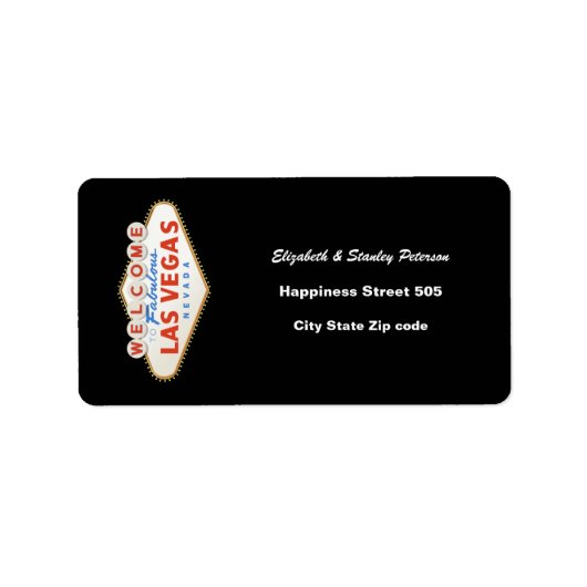 Hochzeit in Urlaubsort für Las Vegas-Zeichen Adressaufkleber (Vorne)