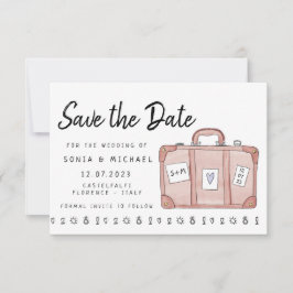 Hochzeit in Urlaubsort Gehäuse Save the Date Karte