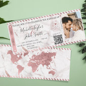 Hochzeit in Urlaubsort Gold Boarding Pass QR Code  Einladung
