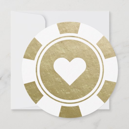 Hochzeit in Urlaubsort Gold Poker Chip Save The Date (Rückseite)