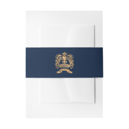Hochzeit in Urlaubsort Gold Wappen World Map Monog Einladungsbanderole