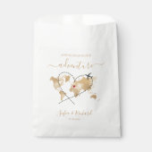 Hochzeit in Urlaubsort Gold Weltkarte Willkommensz Geschenktütchen (Vorderseite)