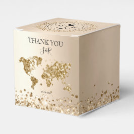 Hochzeit in Urlaubsort Gold World Map Beach Advent Geschenkschachtel
