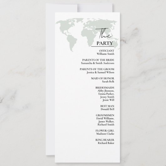 Hochzeit in Urlaubsort Green Wedding Program Card Einladung (Rückseite)