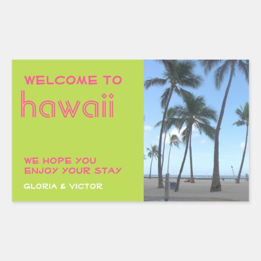 Hochzeit in Urlaubsort-Grün-Tropenbeutel Rechteckiger Aufkleber (Vorderseite)