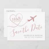Hochzeit in Urlaubsort "Herzrosa" des Flugzeugs Re Ankündigungspostkarte (Vorne/Hinten)