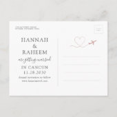 Hochzeit in Urlaubsort "Herzrosa" des Flugzeugs Re Ankündigungspostkarte (Rückseite)