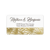 Hochzeit in Urlaubsort, Hochzeit am Strand, Goldfo Adressaufkleber (Vorne)