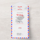 Hochzeit in Urlaubsort Ibiza Spanien Airmail All In One Einladung (Innen Boden)