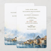 Hochzeit in Urlaubsort Istanbul Türkei Einladung (Vorne/Hinten)