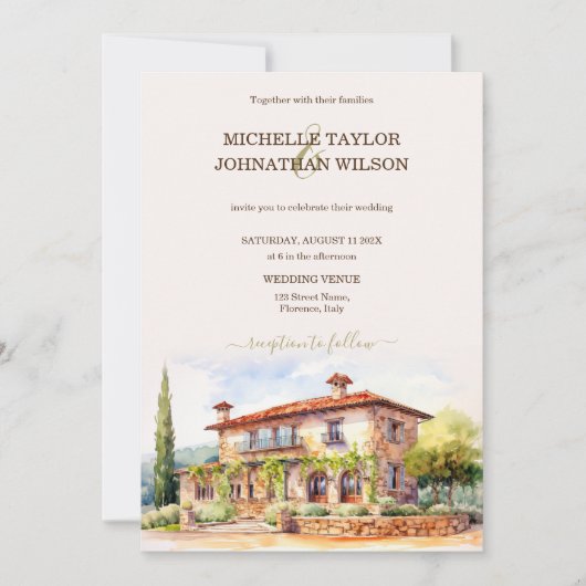 Hochzeit in Urlaubsort Italien Florenz Einladung (Vorderseite)