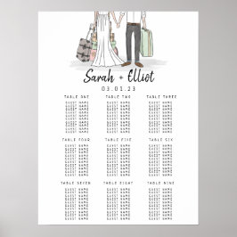 Hochzeit in Urlaubsort-Koffer-Tabelle Poster