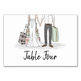 Hochzeit in Urlaubsort-Koffer-Tabelle Tischnummer