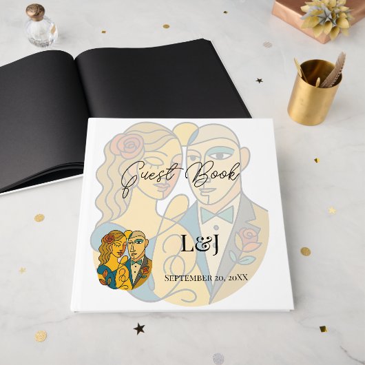Hochzeit in Urlaubsort künstlerische Silhouette Mo Gästebuch (Vorderseite offen)