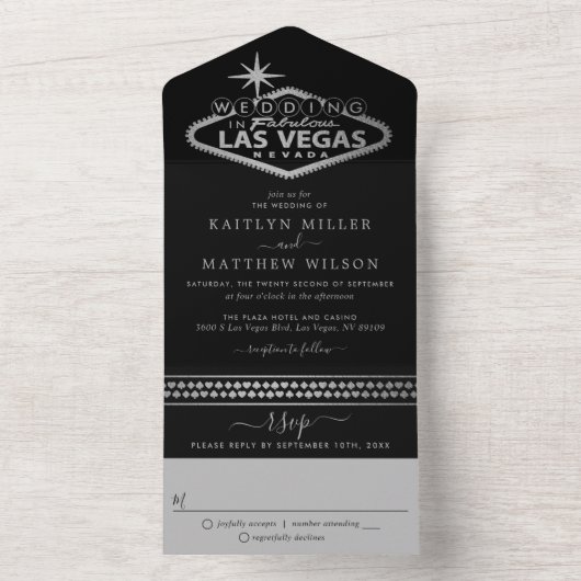 Hochzeit in Urlaubsort Las Vegas All In One Einladung (Innen Boden)