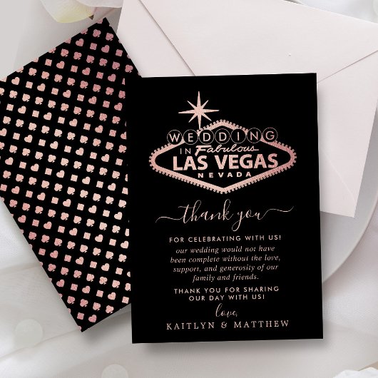 Hochzeit in Urlaubsort Las Vegas Dankeskarte