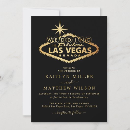 Hochzeit in Urlaubsort Las Vegas Einladung (Vorderseite)